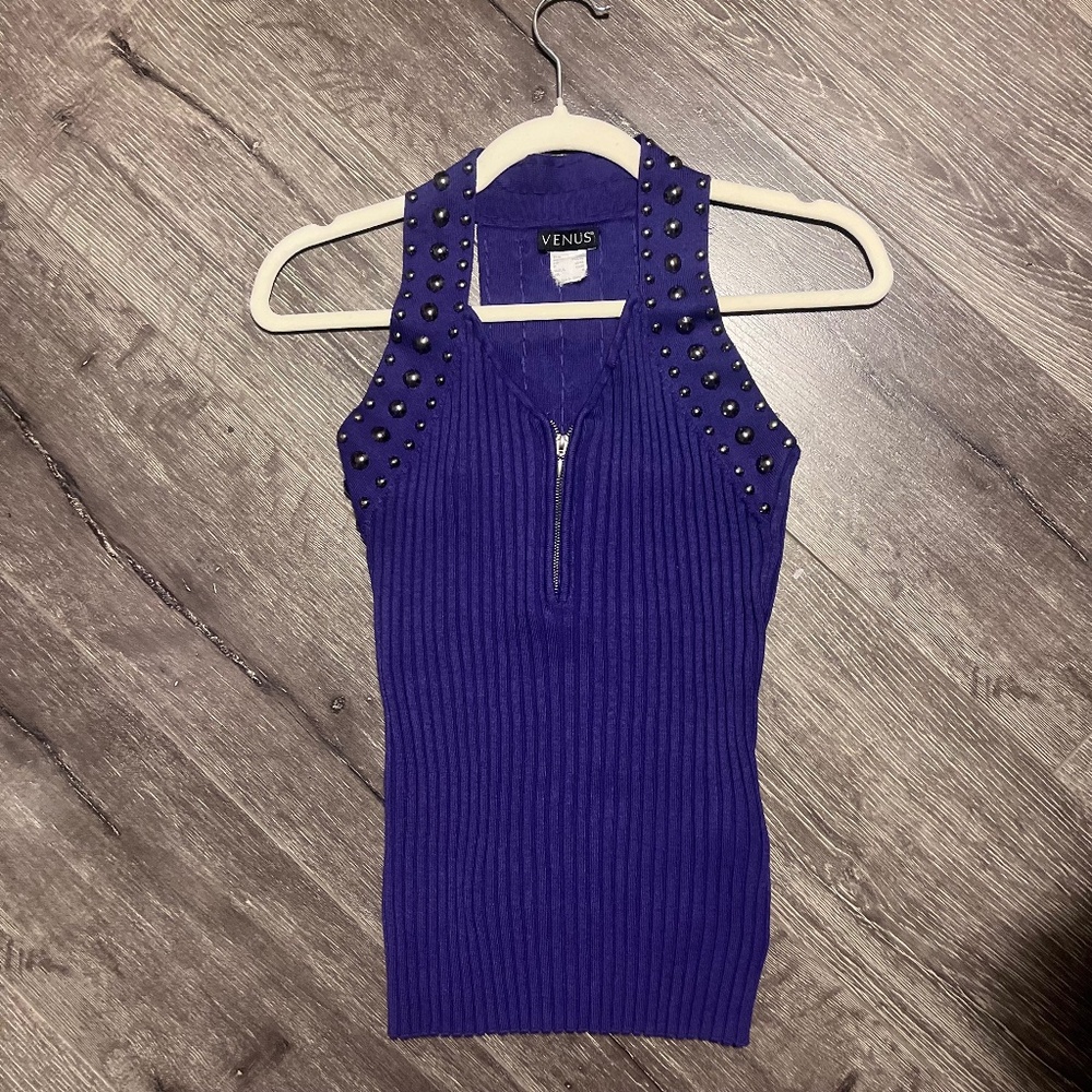 Venus Studded Purple Going Out Top